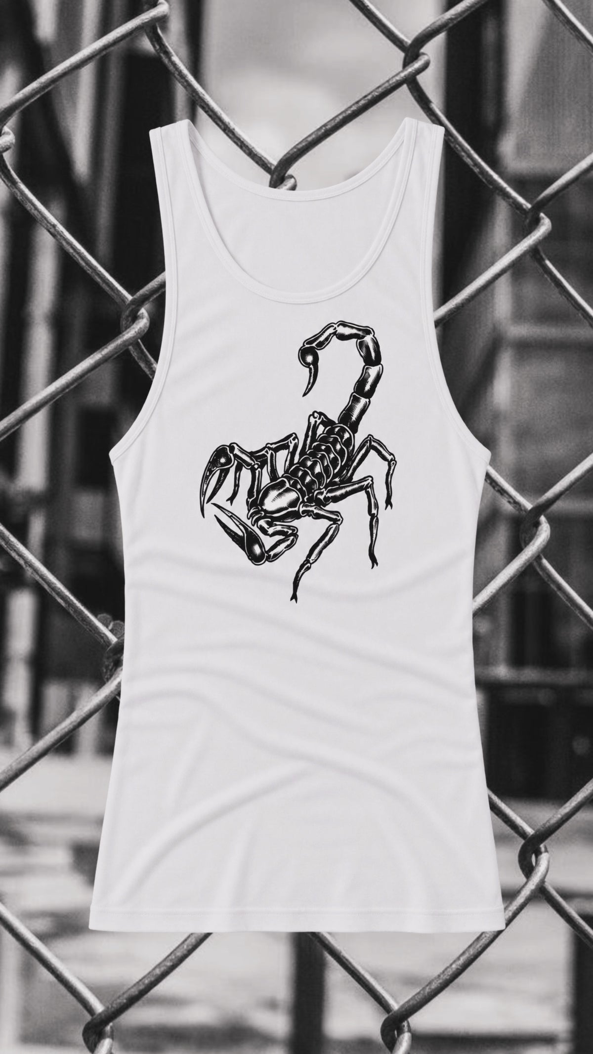 BLACK SCORPION - WHITE RIBBED TANK