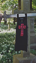 BLACK HEADLESS CROSS - RED PRINT RIBBED THERMAL VEST