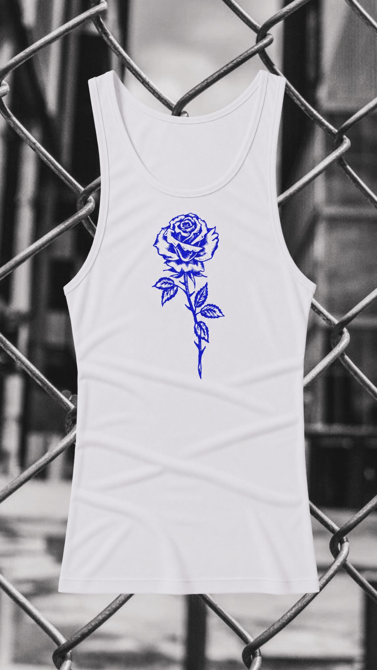 BLUE ROSE - WHITE RIBBED TANK