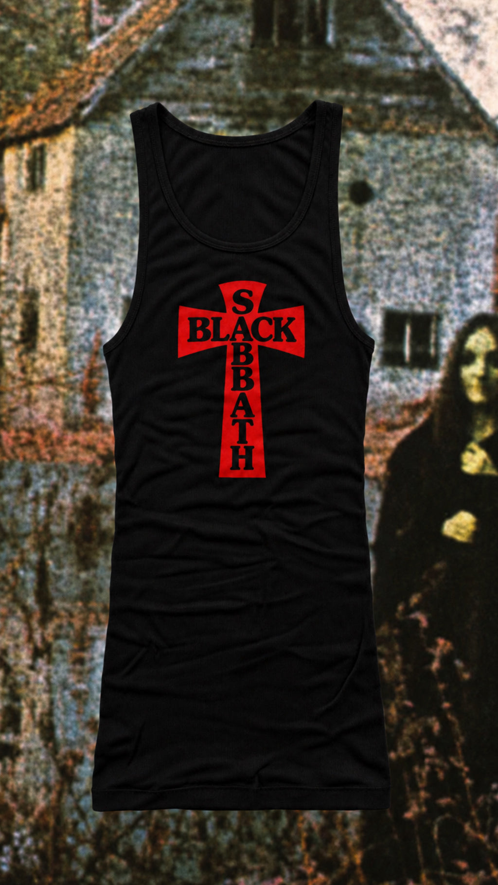 RED HEADLESS CROSS - BLACK RIBBED THERMAL VEST