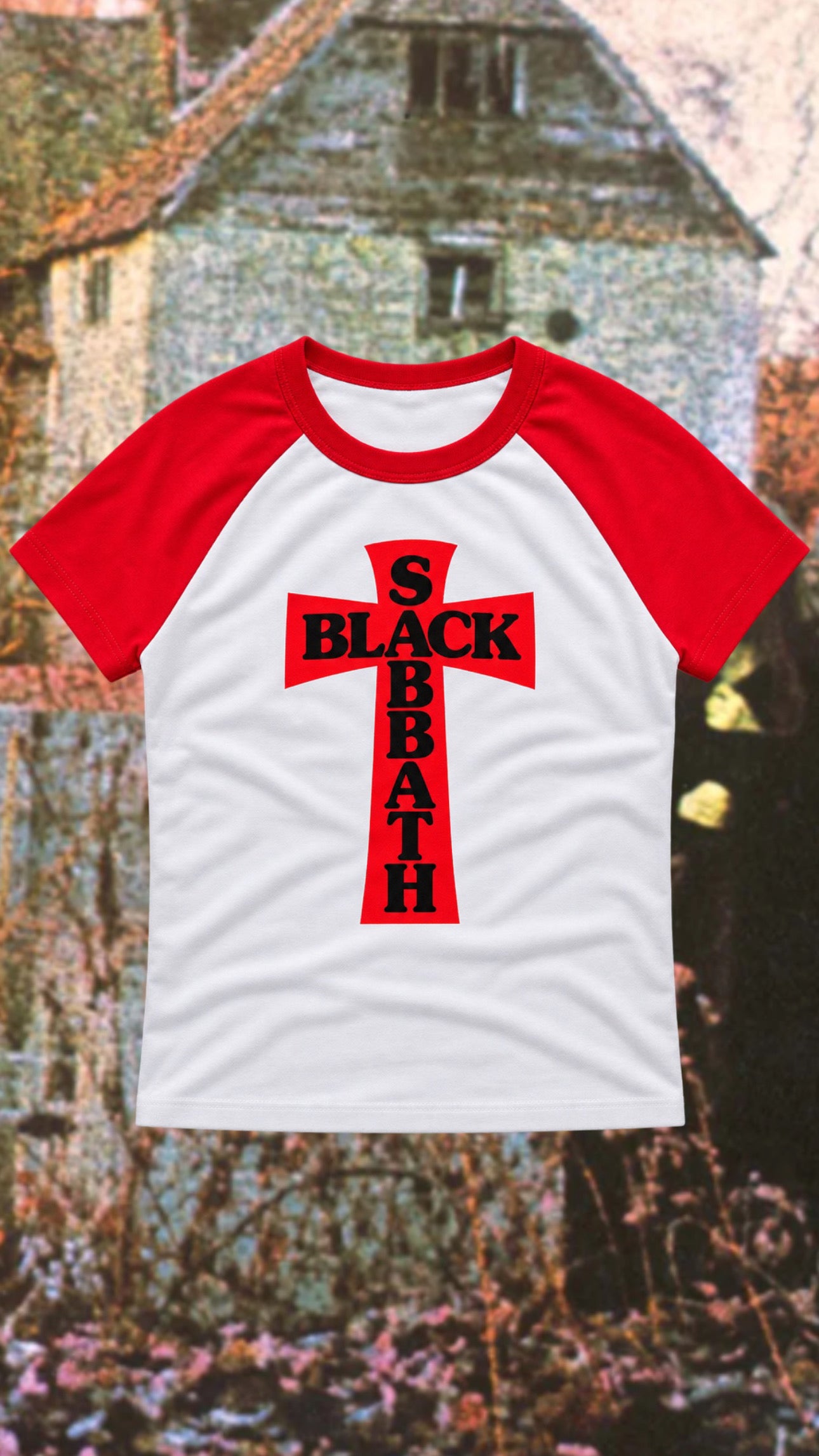 RED HEADLESS CROSS -RED SHORT SLEEVED RAGLAN
