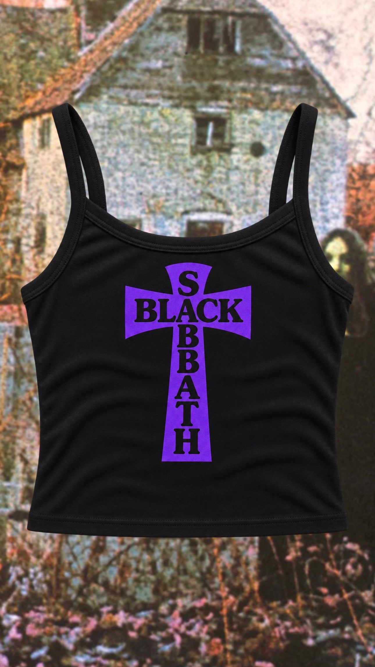 PURPLE HEADLESS CROSS -BLACK MICRO SPAGHETTI VEST