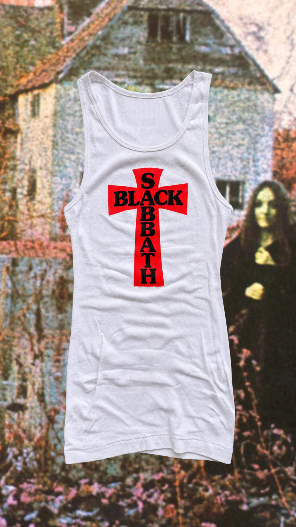 RED HEADLESS CROSS - WHITE RIBBED THERMAL VEST