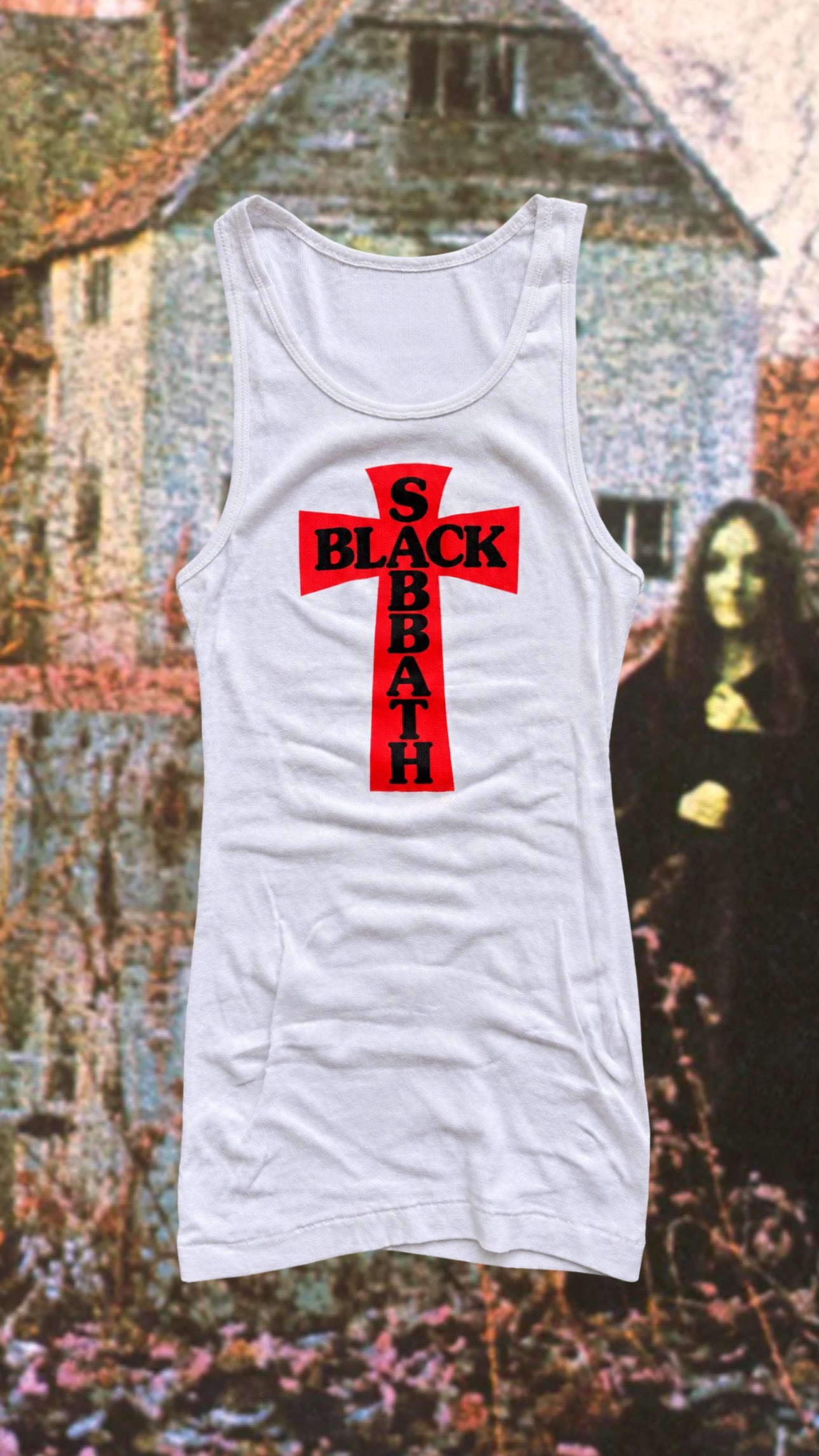 RED HEADLESS CROSS - WHITE RIBBED THERMAL VEST