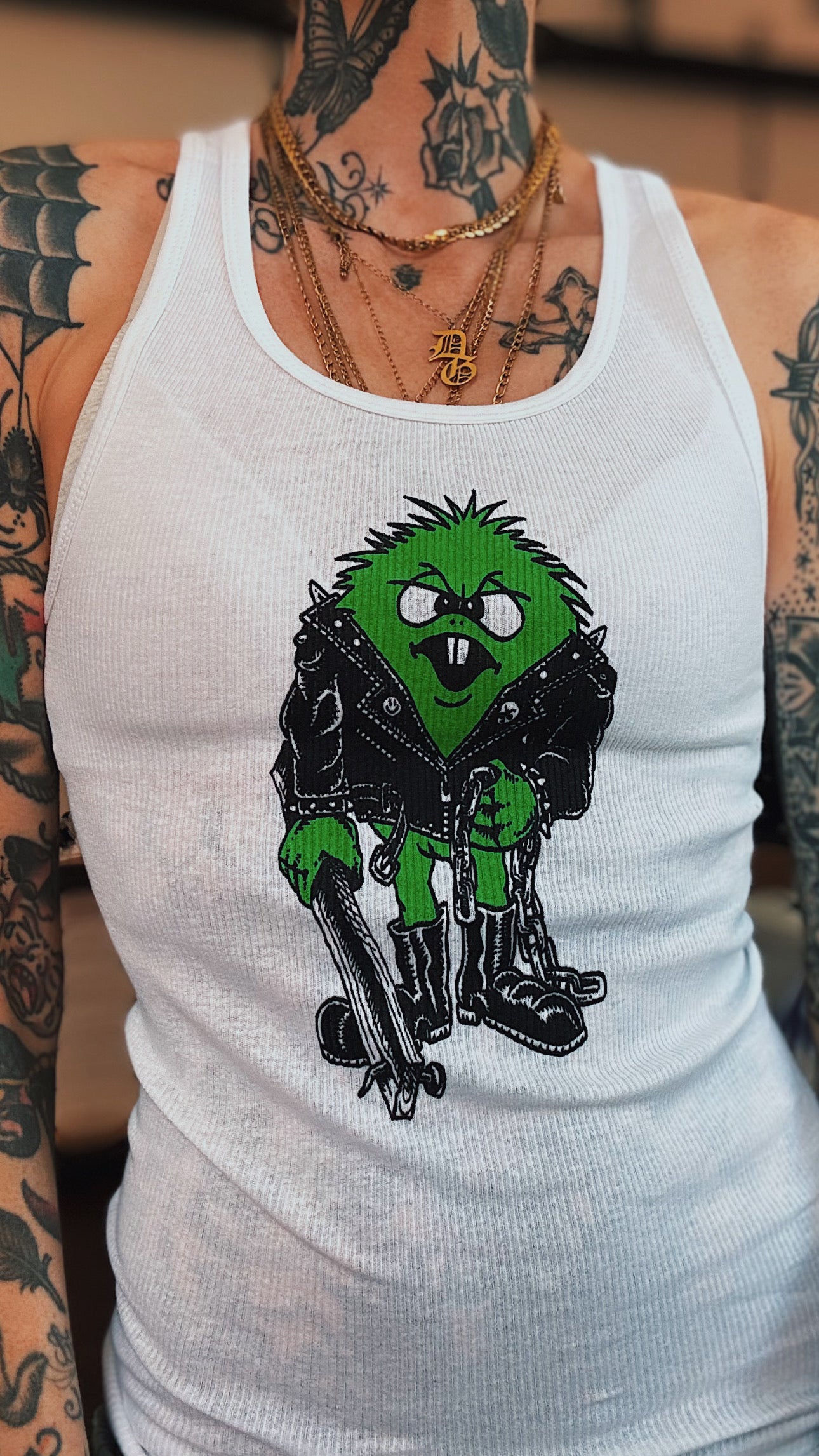 HEAVY METAL GREEN GUY RIBBED TANK