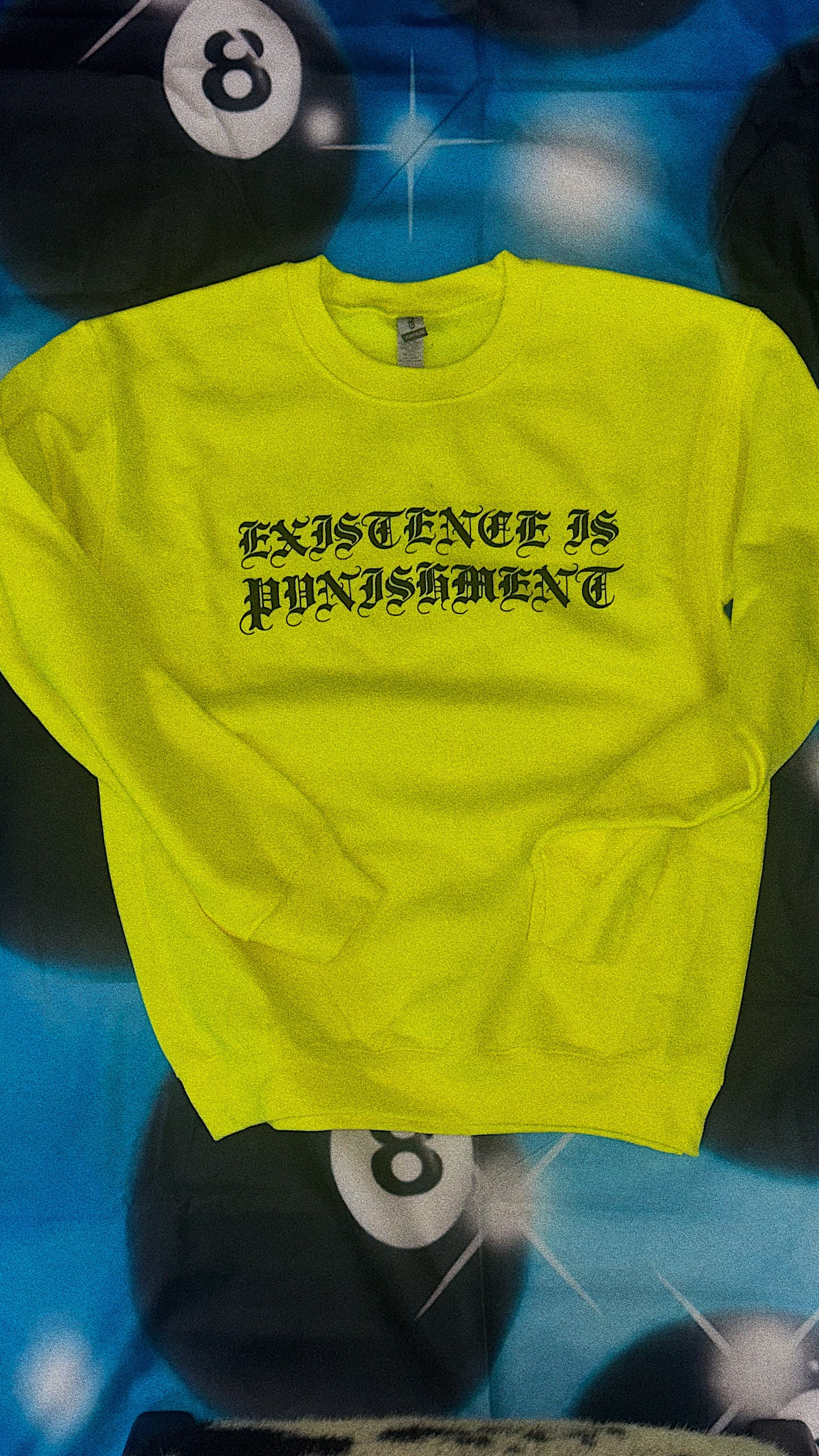 EXISTENCE IS PUNISHMENT - FLURO YELLOW CREWNECK SWEATSHIRT