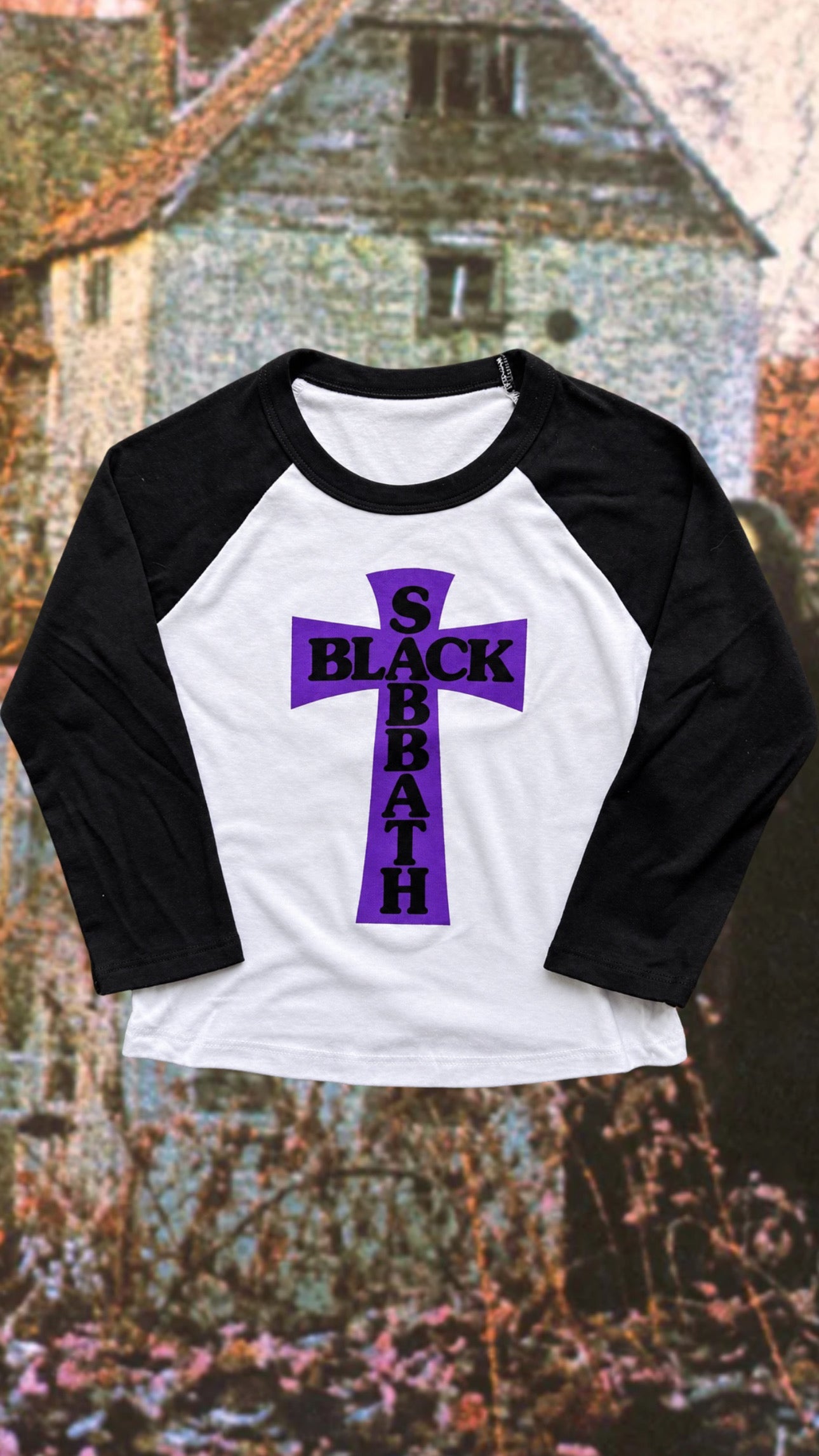 PURPLE HEADLESS CROSS - BLACK 3/4 SLEEVED RAGLAN