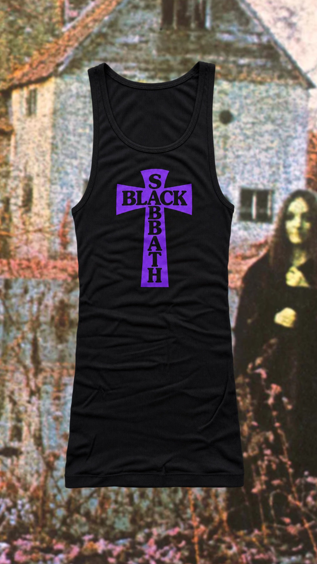 PURPLE HEADLESS CROSS - BLACK RIBBED THERMAL VEST