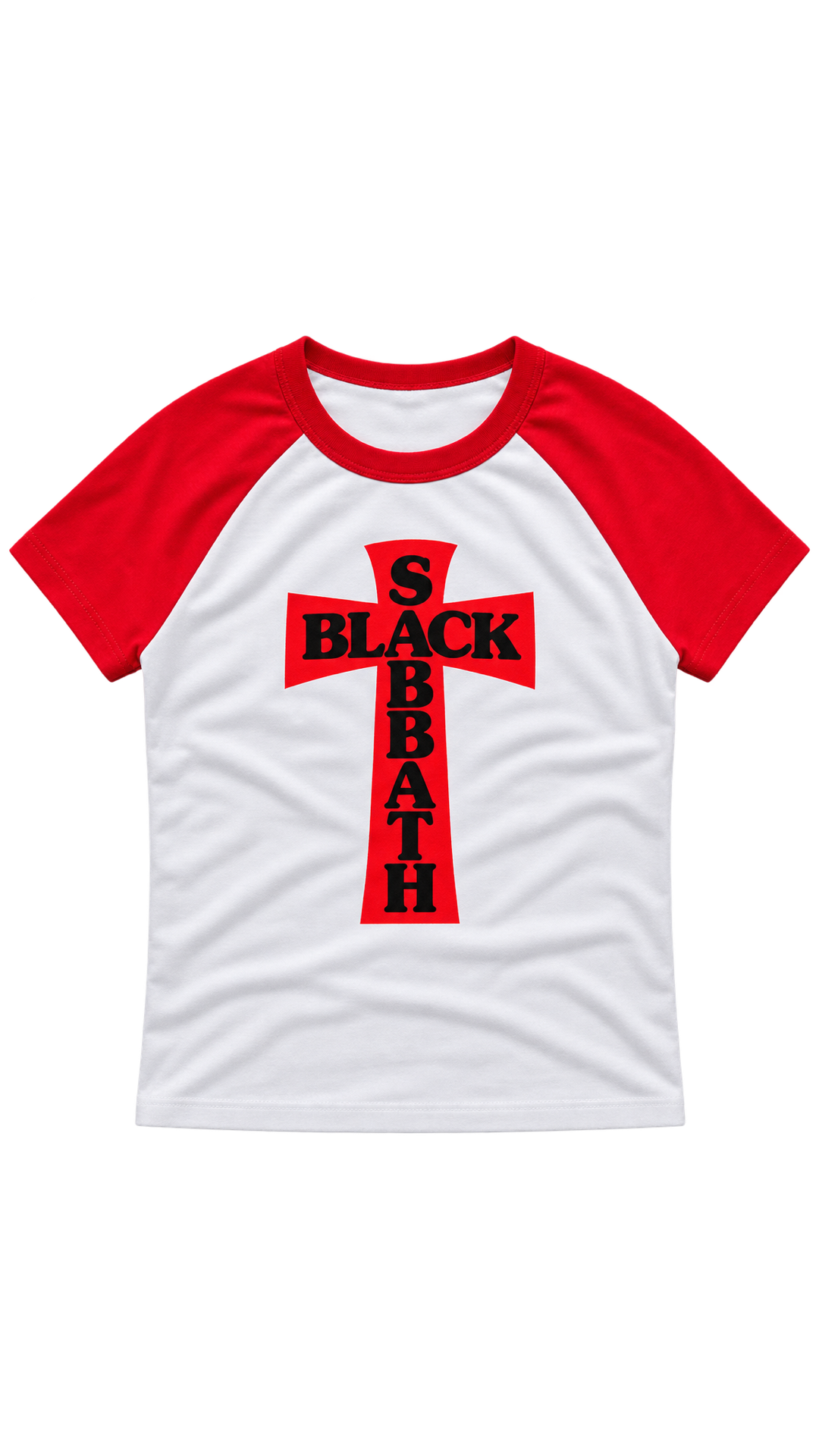 RED HEADLESS CROSS -RED SHORT SLEEVED RAGLAN