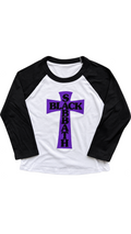 PURPLE HEADLESS CROSS - BLACK 3/4 SLEEVED RAGLAN