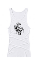 CROPPED BLACK MASKS - WHITE RIBBED TANK