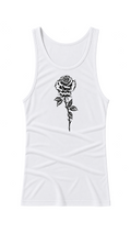 CROPPED BLACK ROSE - WHITE RIBBED TANK