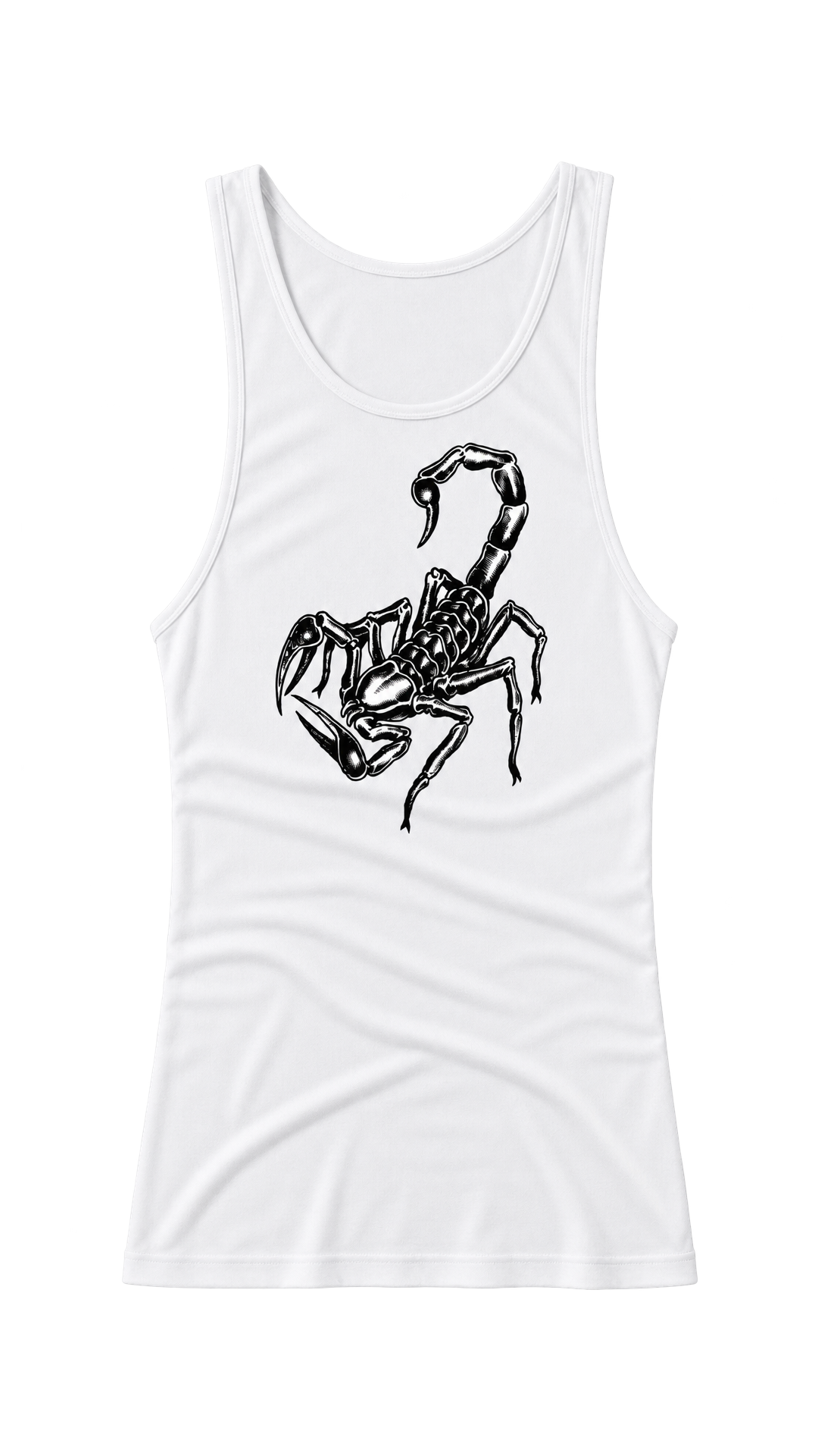 UNISEX BLACK SCORPION - WHITE RIBBED TANK