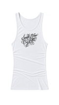 CROPPED BLACK SCRIPT - WHITE RIBBED TANK