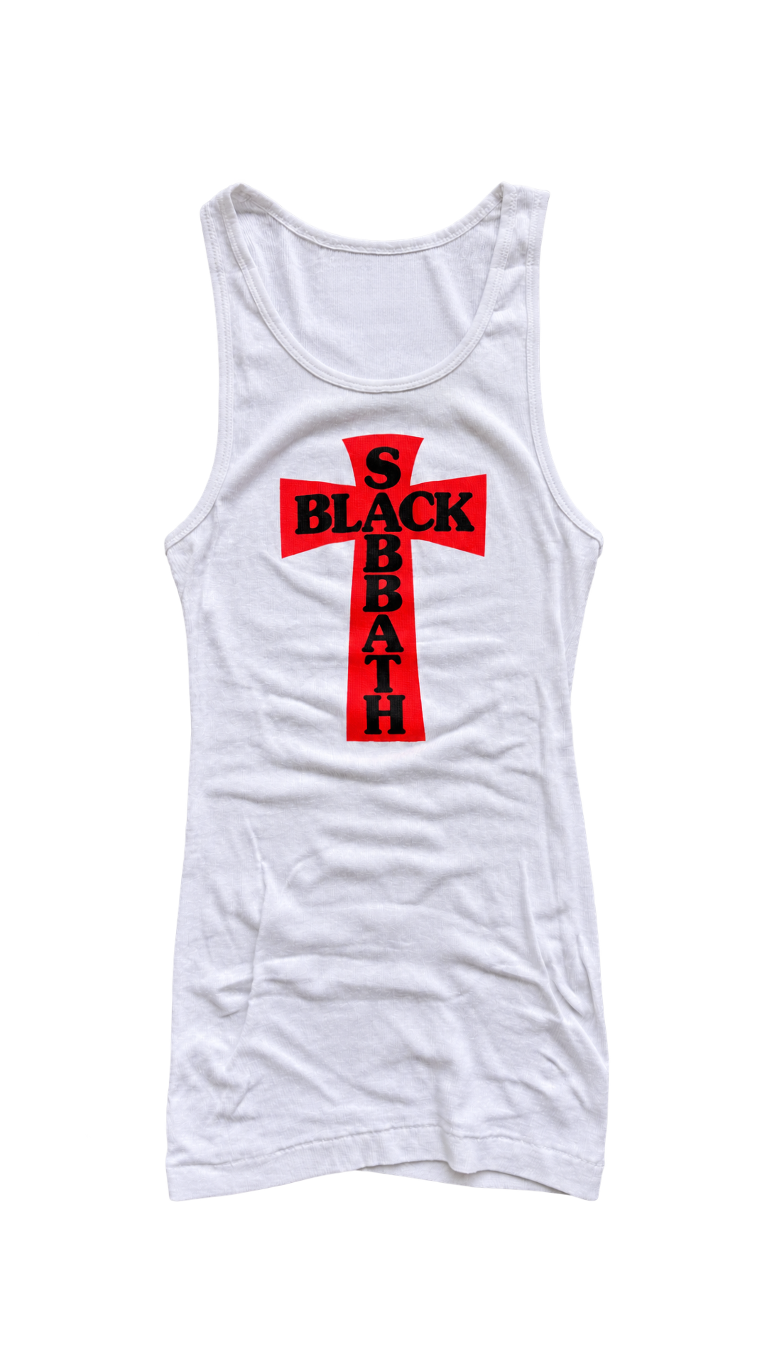 UNISEX RED HEADLESS CROSS - WHITE RIBBED THERMAL VEST