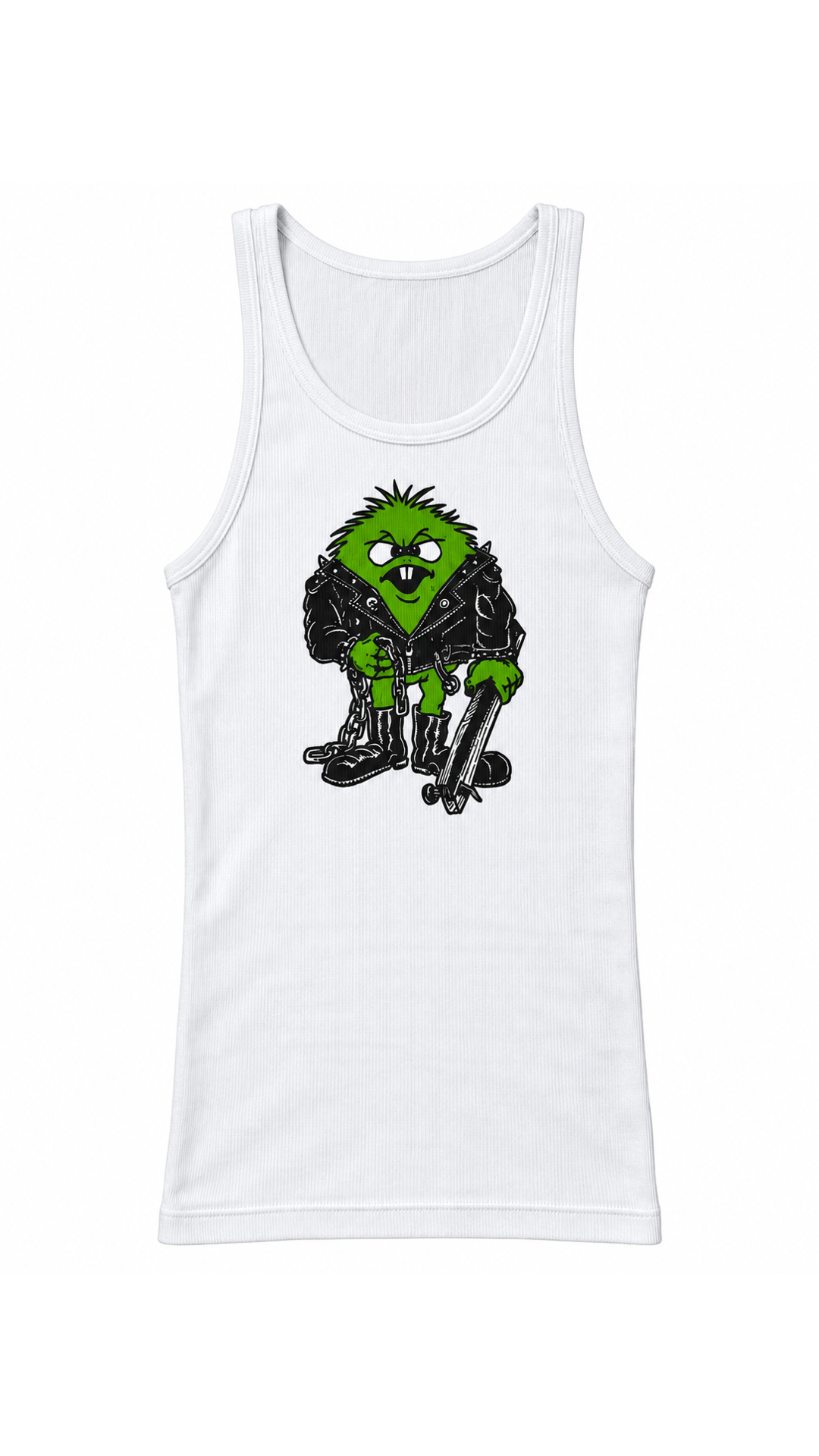 CROPPED HEAVY METAL GREEN GUY RIBBED TANK